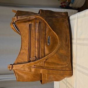 Multisac EUC leather shoulder bag, Camel color
